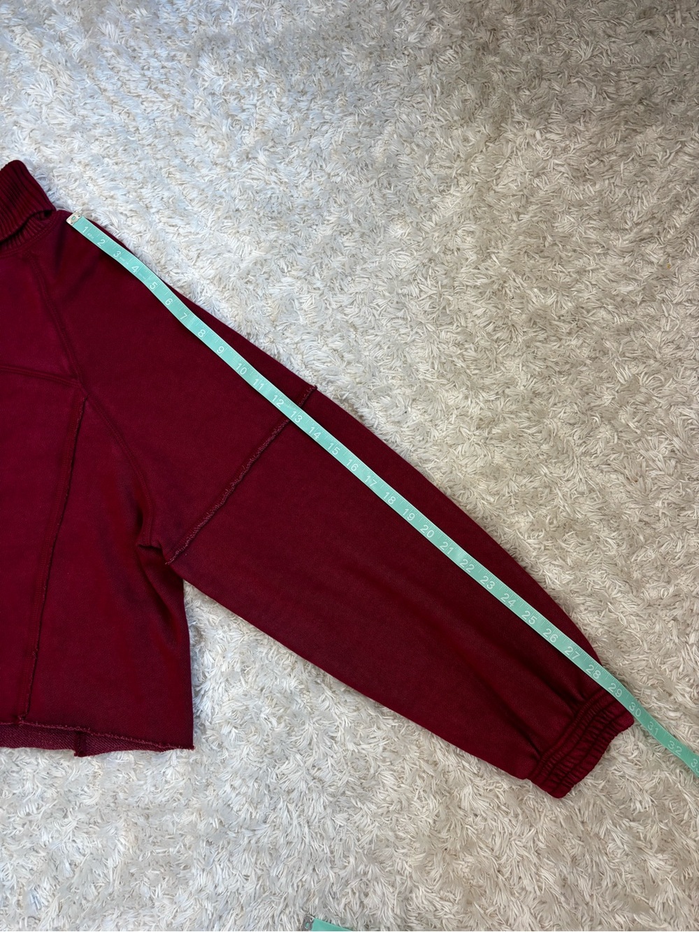 Aerie Red Oversized Cropped Turtleneck Sweatshirt, Medium - Picture 10 of 10